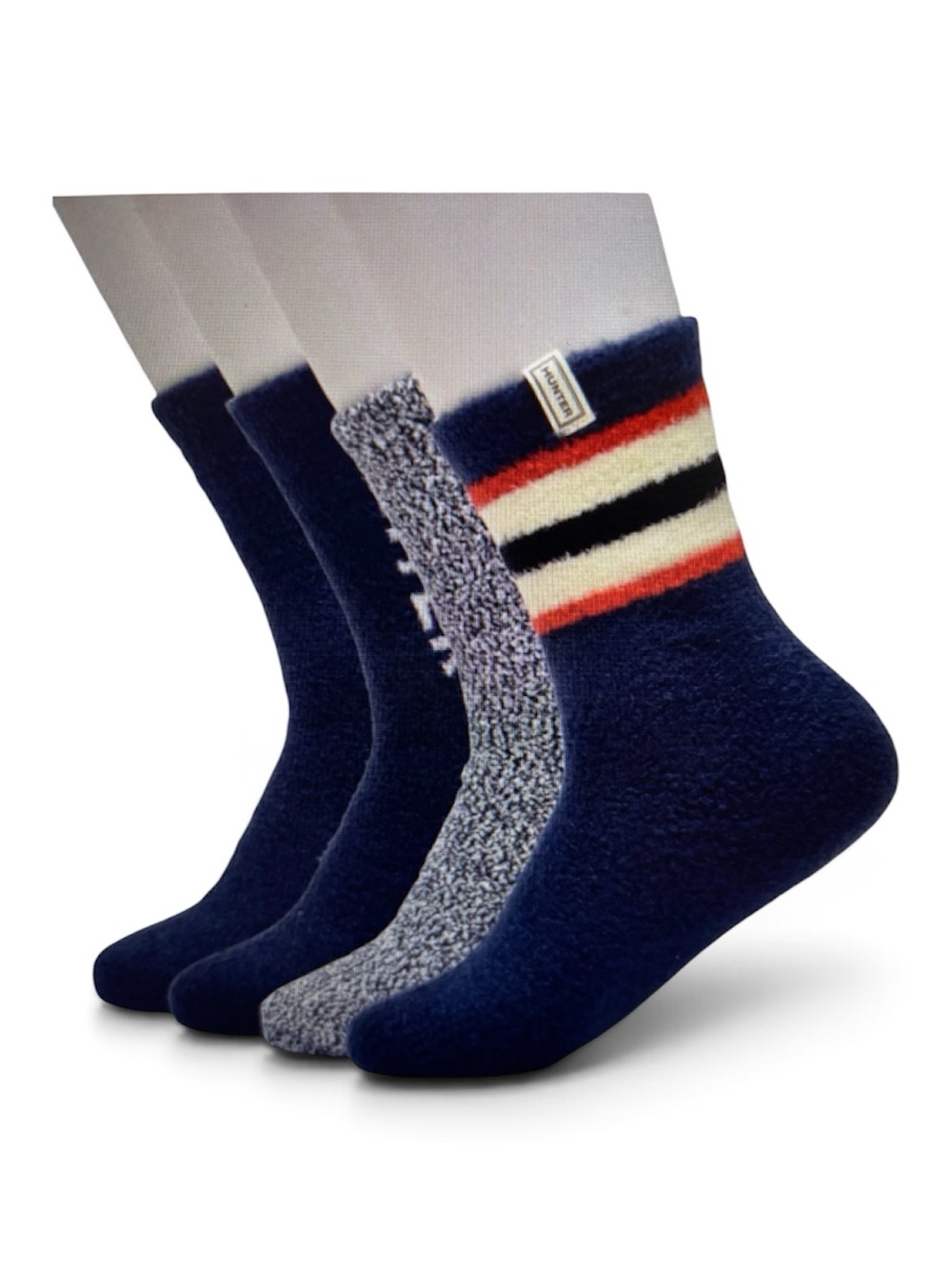 Hunter Cozy Socks 4-Pair Set Soft Plush Crew Socks Shoe Sz 4–10